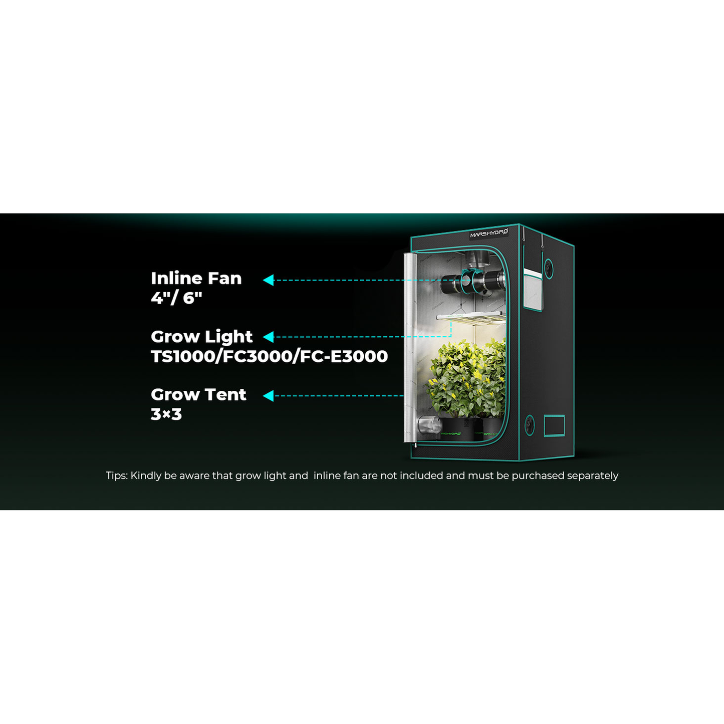 Mars Hydro 3' 3" x 3' 3" x 6' 1" (100cm x 100cm x 180cm) Indoor Grow product image 16