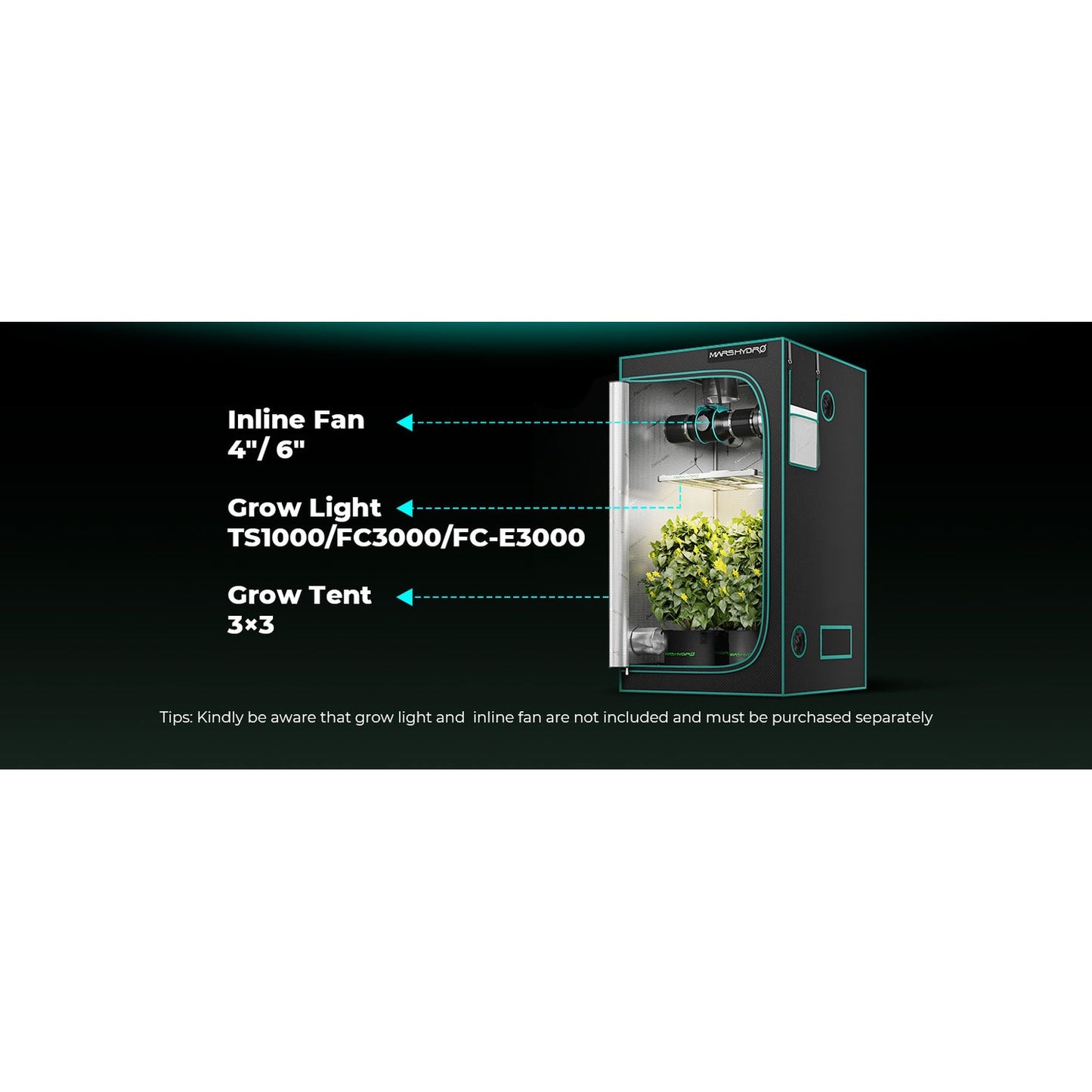 Mars Hydro 3' 3" x 3' 3" x 6' 1" (100cm x 100cm x 180cm) Indoor Grow product image 8