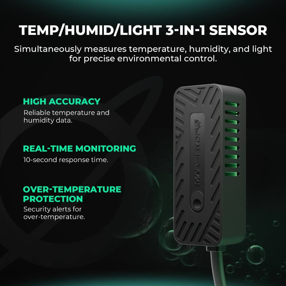 Mars Hydro Temp/Humid/Light 3-in-1 sensor for accurate environmental control and monitoring.