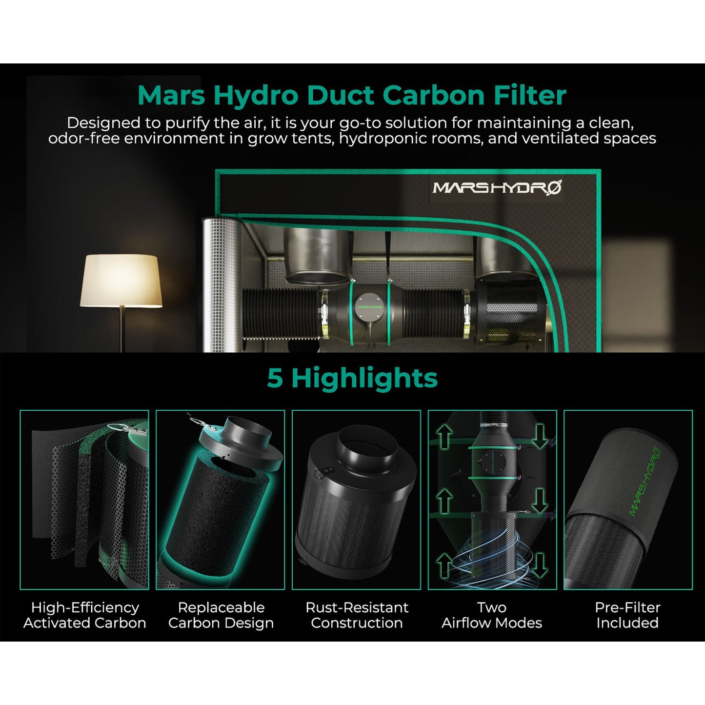 Mars Hydro 4" Inline Air Carbon Filter product image 9