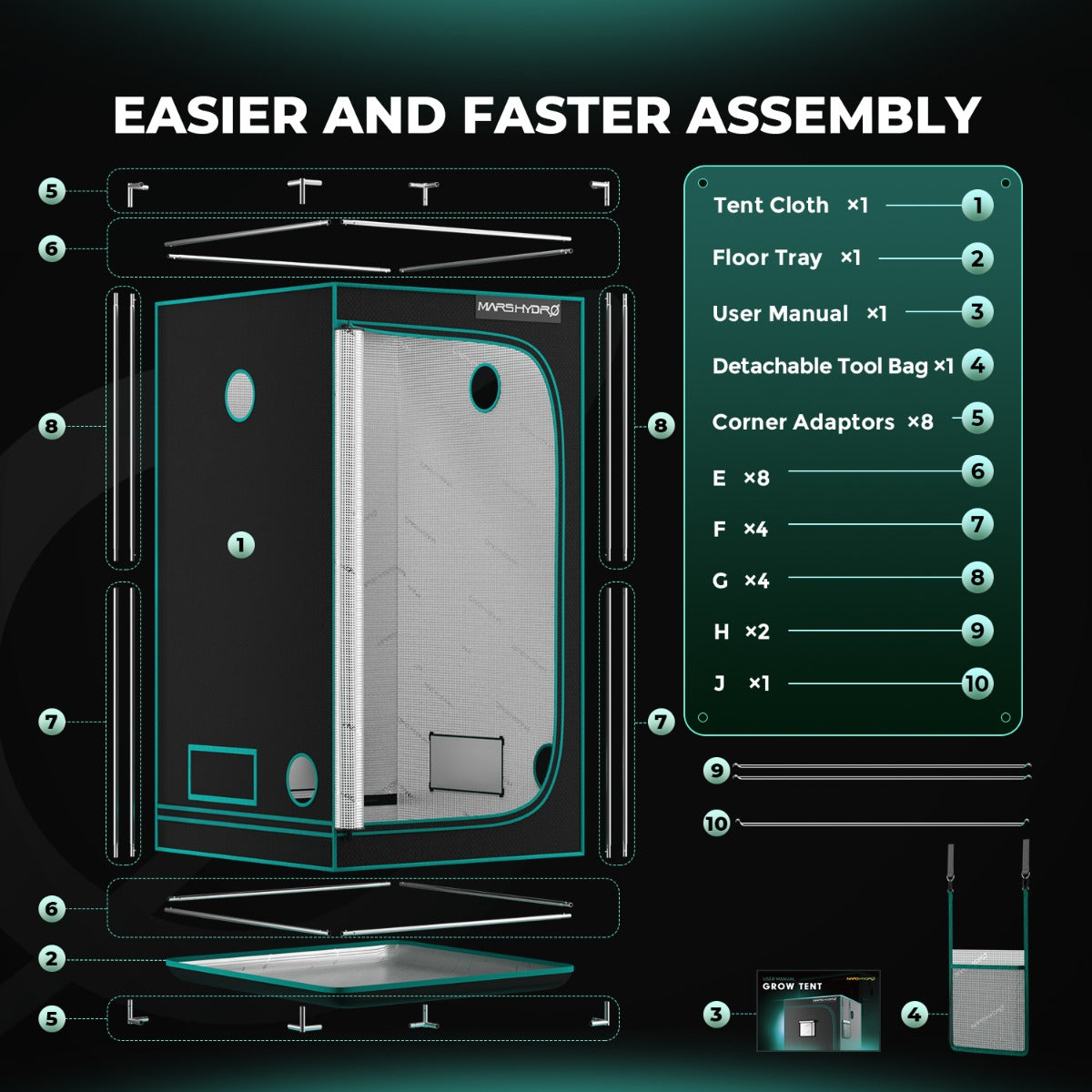 Mars Hydro 4' x 4' x 6' 8" (120cm x 120cm x 200cm) Indoor Grow Tent product image 2