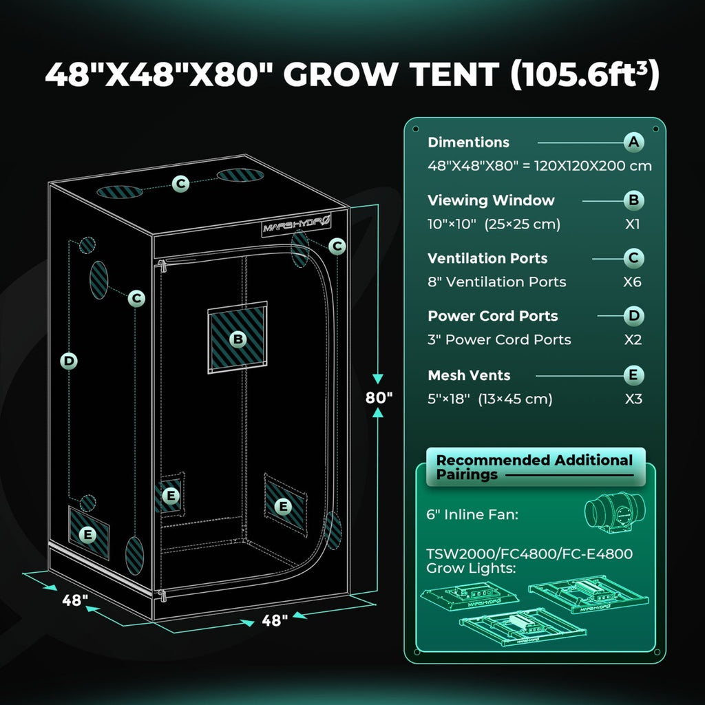Mars Hydro 4' x 4' x 6' 8" (120cm x 120cm x 200cm) Indoor Grow Tent product image 3