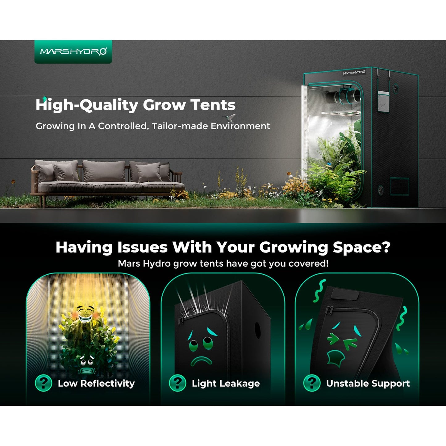 Mars Hydro 4' x 4' x 6' 8" (120cm x 120cm x 200cm) Indoor Grow Tent product image 4