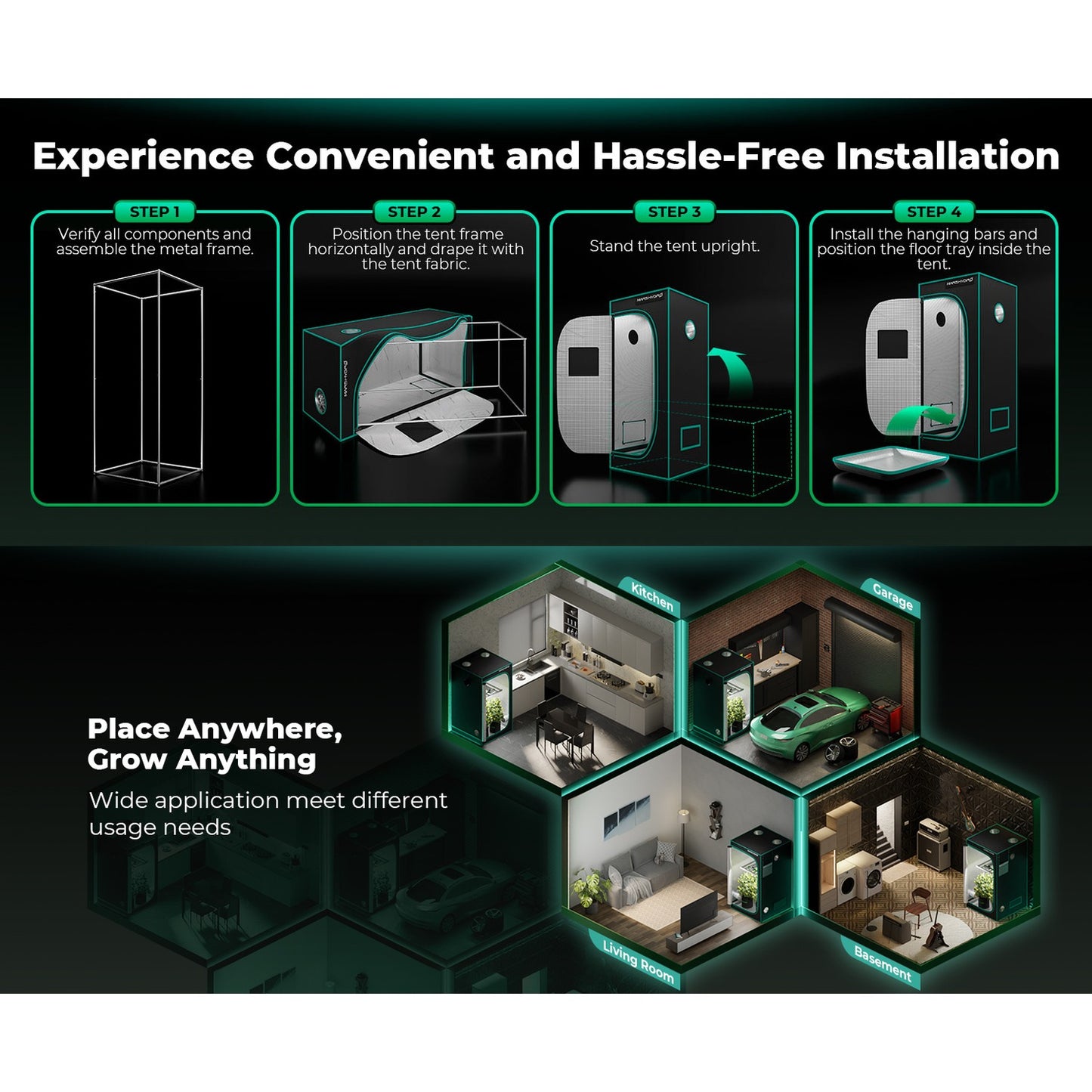 Mars Hydro 4' x 4' x 6' 8" (120cm x 120cm x 200cm) Indoor Grow Tent product image 8