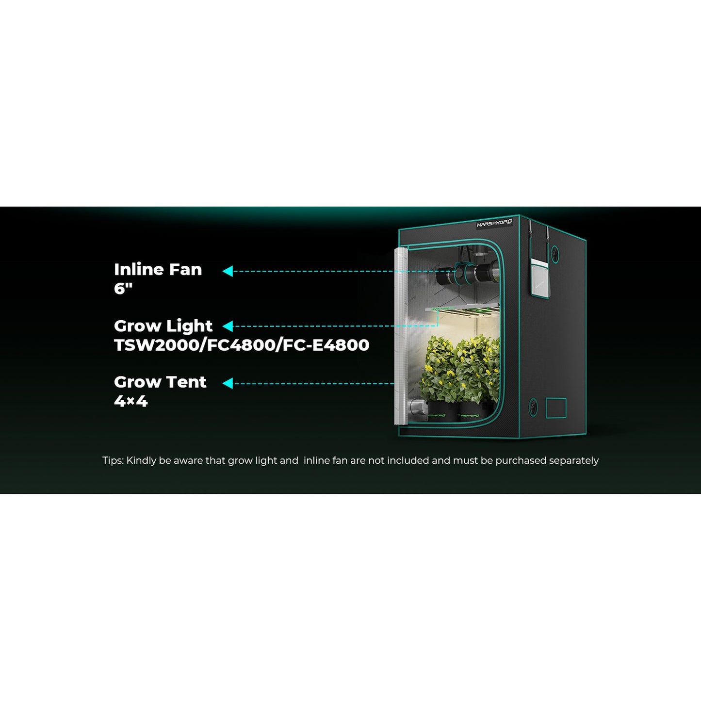 Mars Hydro 4' x 4' x 6' 8" (120cm x 120cm x 200cm) Indoor Grow Tent product image 9