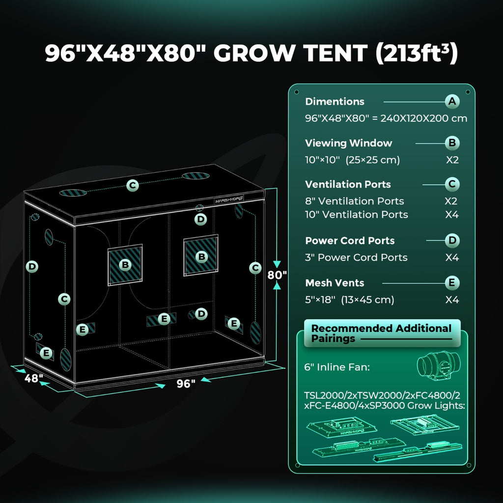 Mars Hydro 4' x 8' x 6' 8" (120cm x 240cm x 200cm) Indoor Grow Tent product image 10