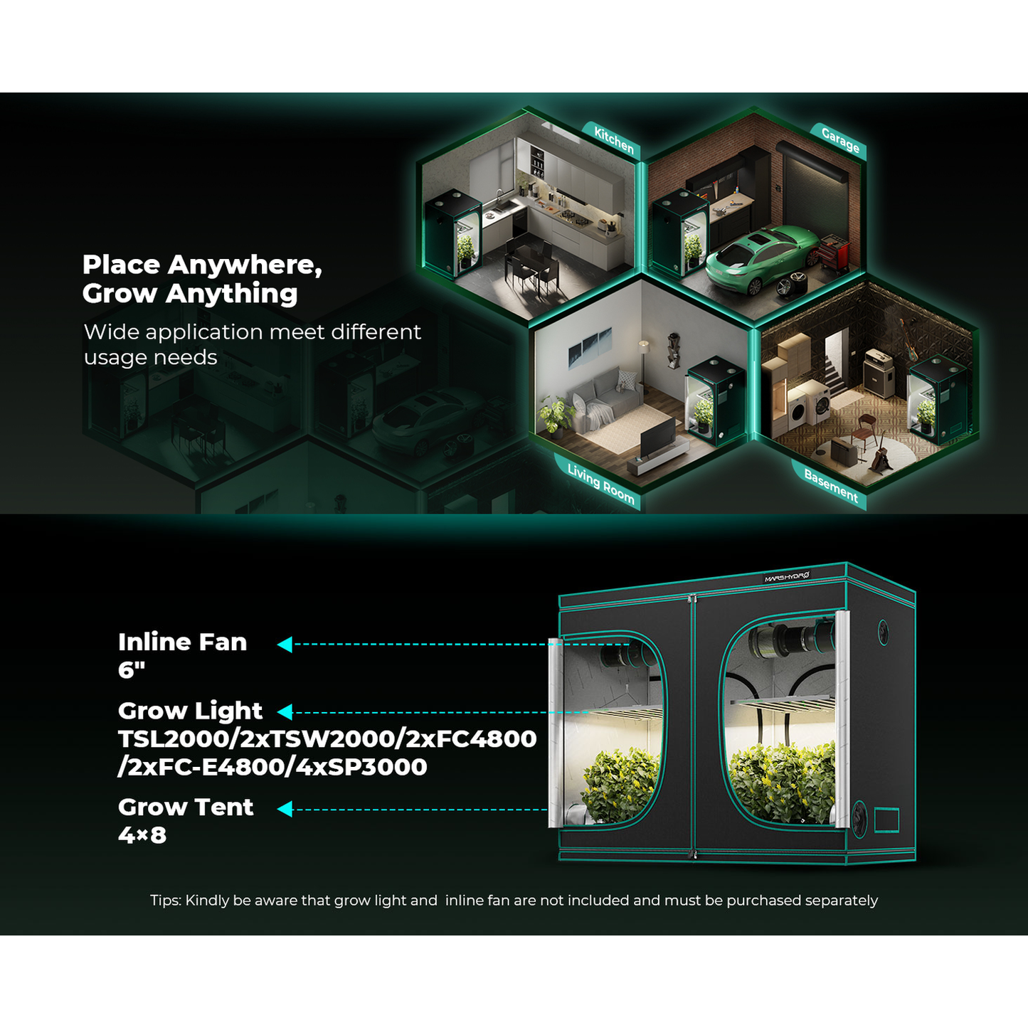 Mars Hydro 4' x 8' x 6' 8" (120cm x 240cm x 200cm) Indoor Grow Tent product image 15