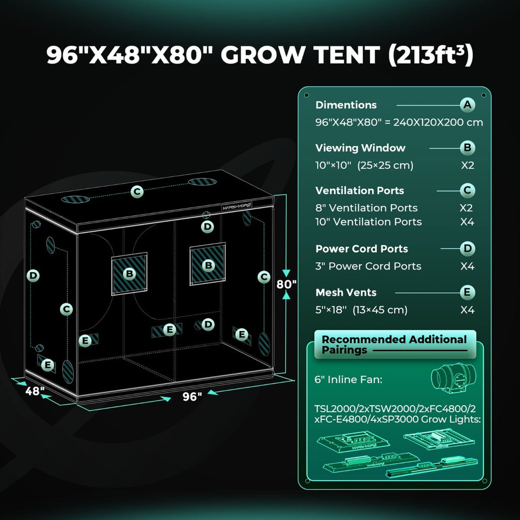 Mars Hydro 4' x 8' x 6' 8" (120cm x 240cm x 200cm) Indoor Grow Tent product image 2
