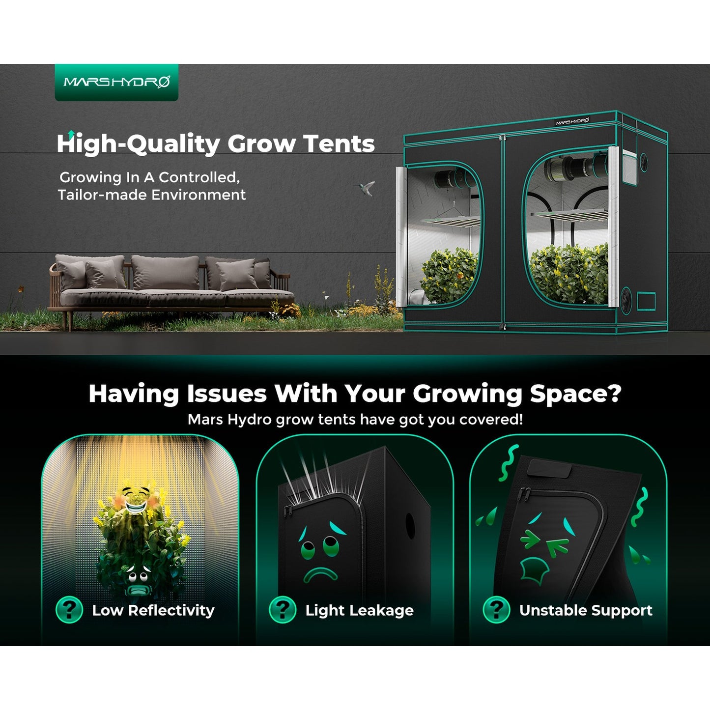 Mars Hydro 4' x 8' x 6' 8" (120cm x 240cm x 200cm) Indoor Grow Tent product image 3