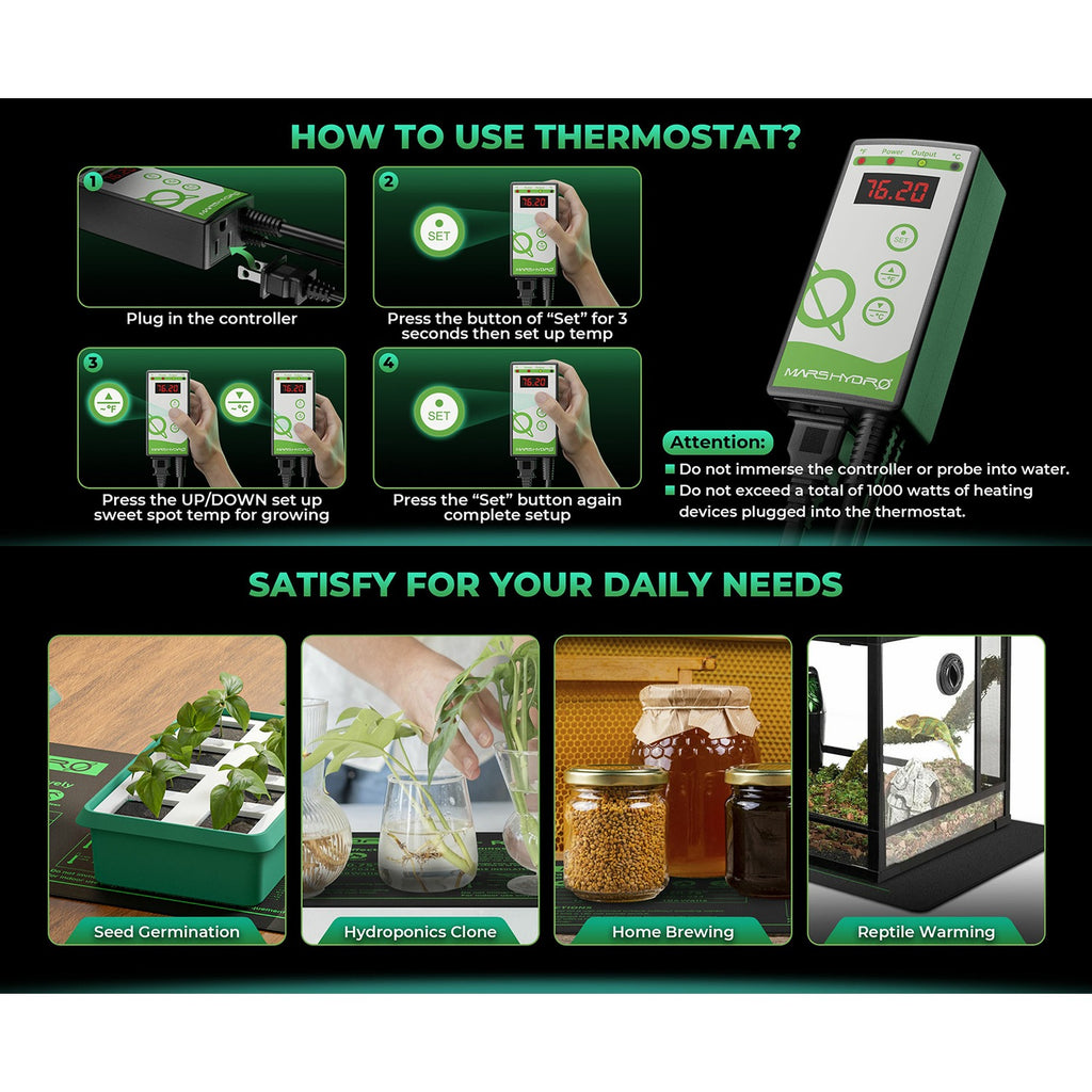 Mars Hydro 48" x 20.75" Seedling Heat Mat & Digital Thermostat Combo product image 5