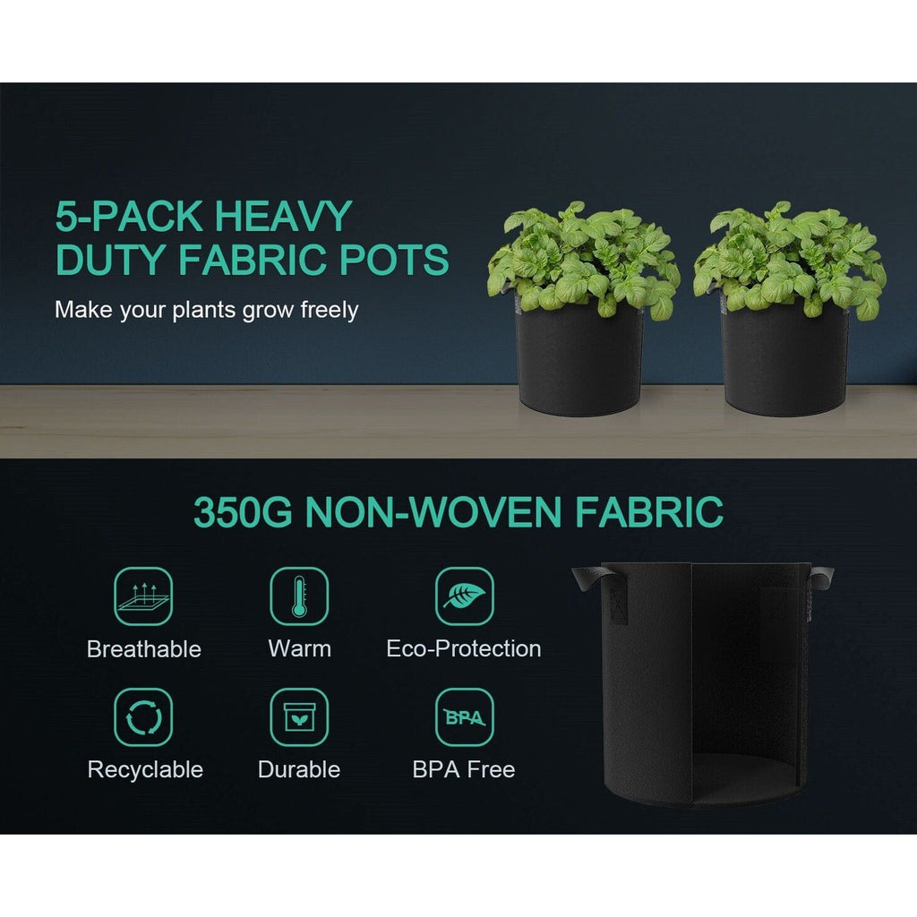 Mars Hydro 5 Gallon Black Fabric Grow Bag w/ Handles - 5-Pack product image 5