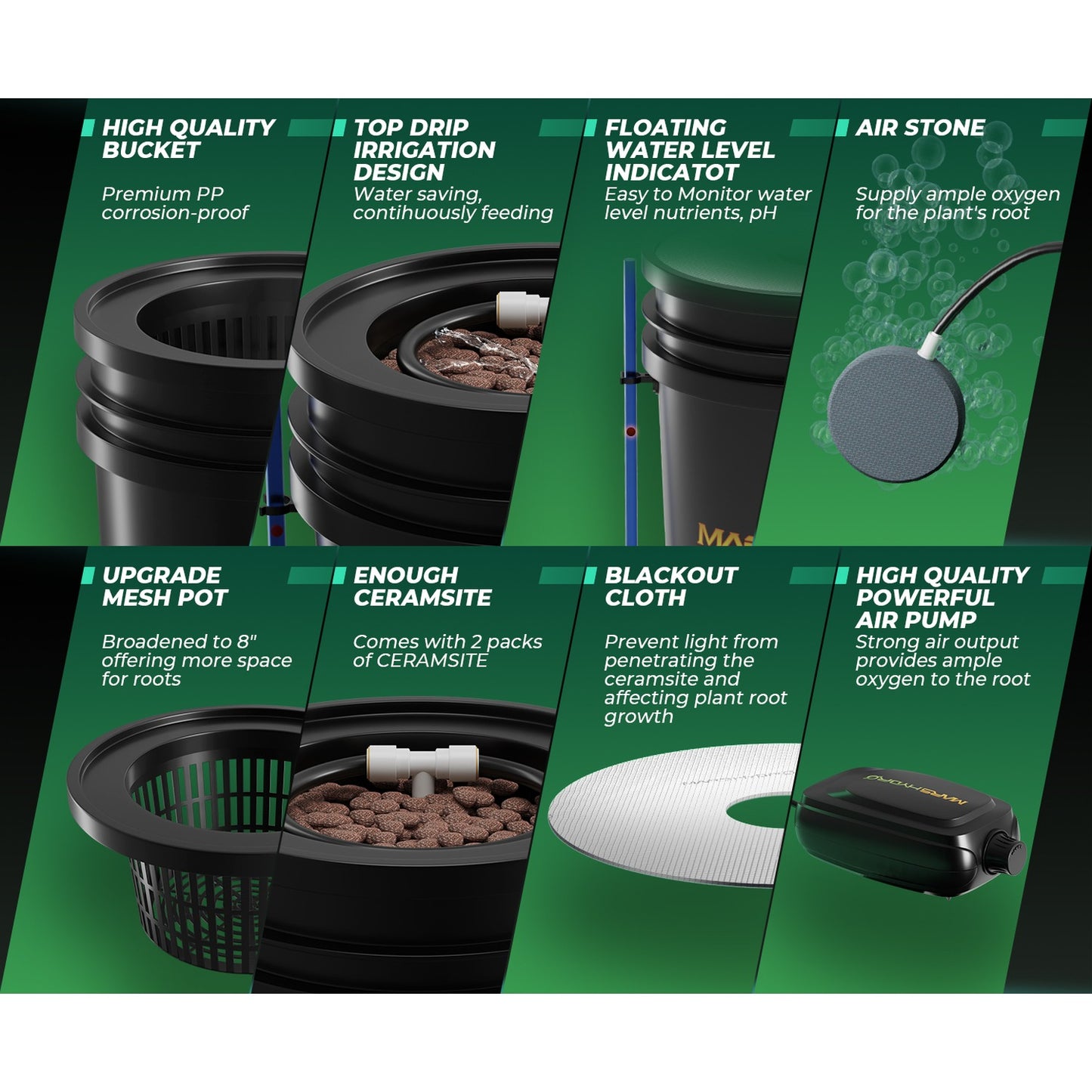 Mars Hydro 5-Gallon Deep Water Culture Hydroponic System Kit w/ 2 product image 2