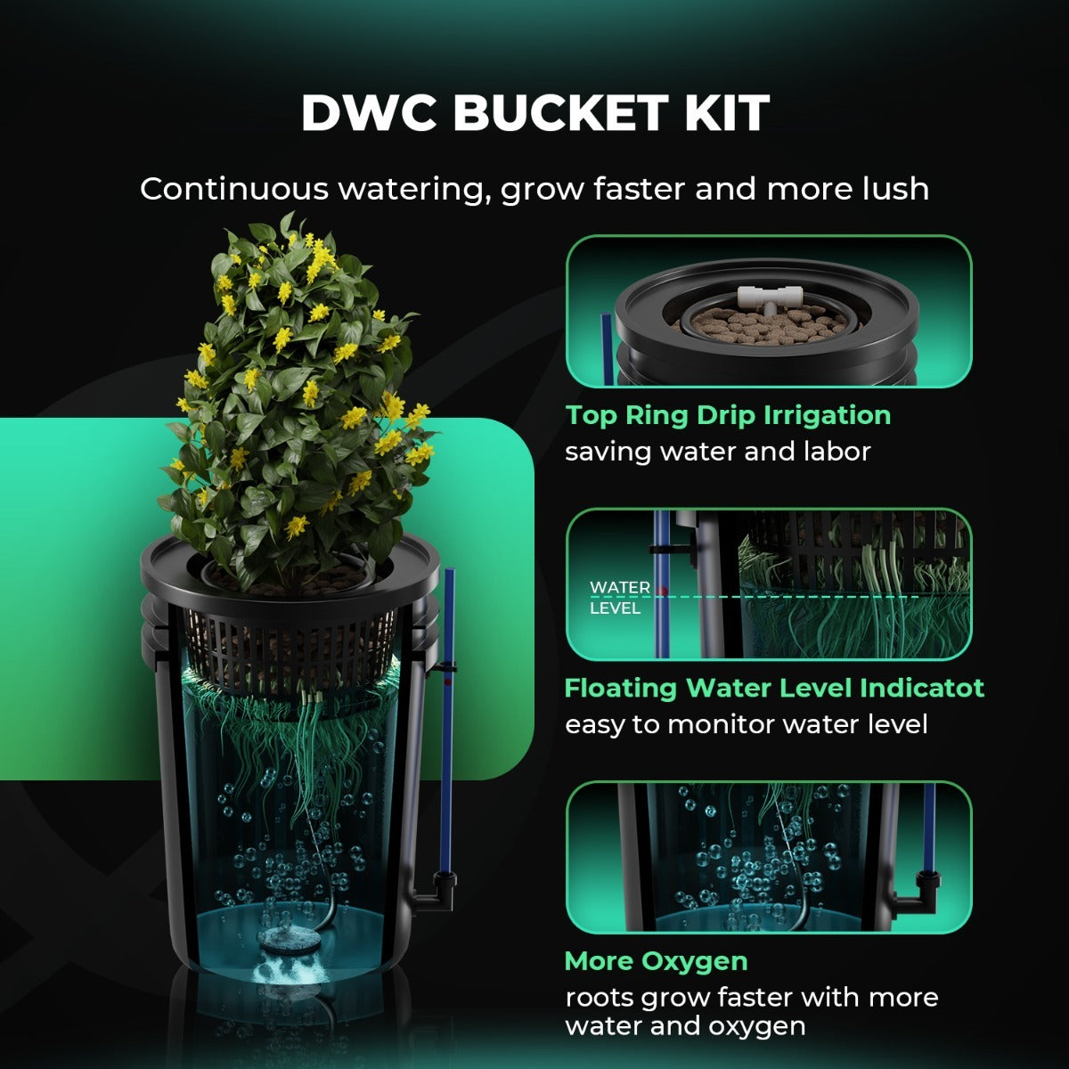 Mars Hydro 5-Gallon Deep Water Culture Hydroponic System Kit w/ 2 product image 7