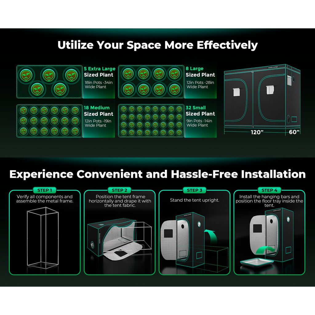 Mars Hydro 5' x 10' x 6' 8" (150cm x 300cm x 200cm) Indoor Grow Tent product image 5
