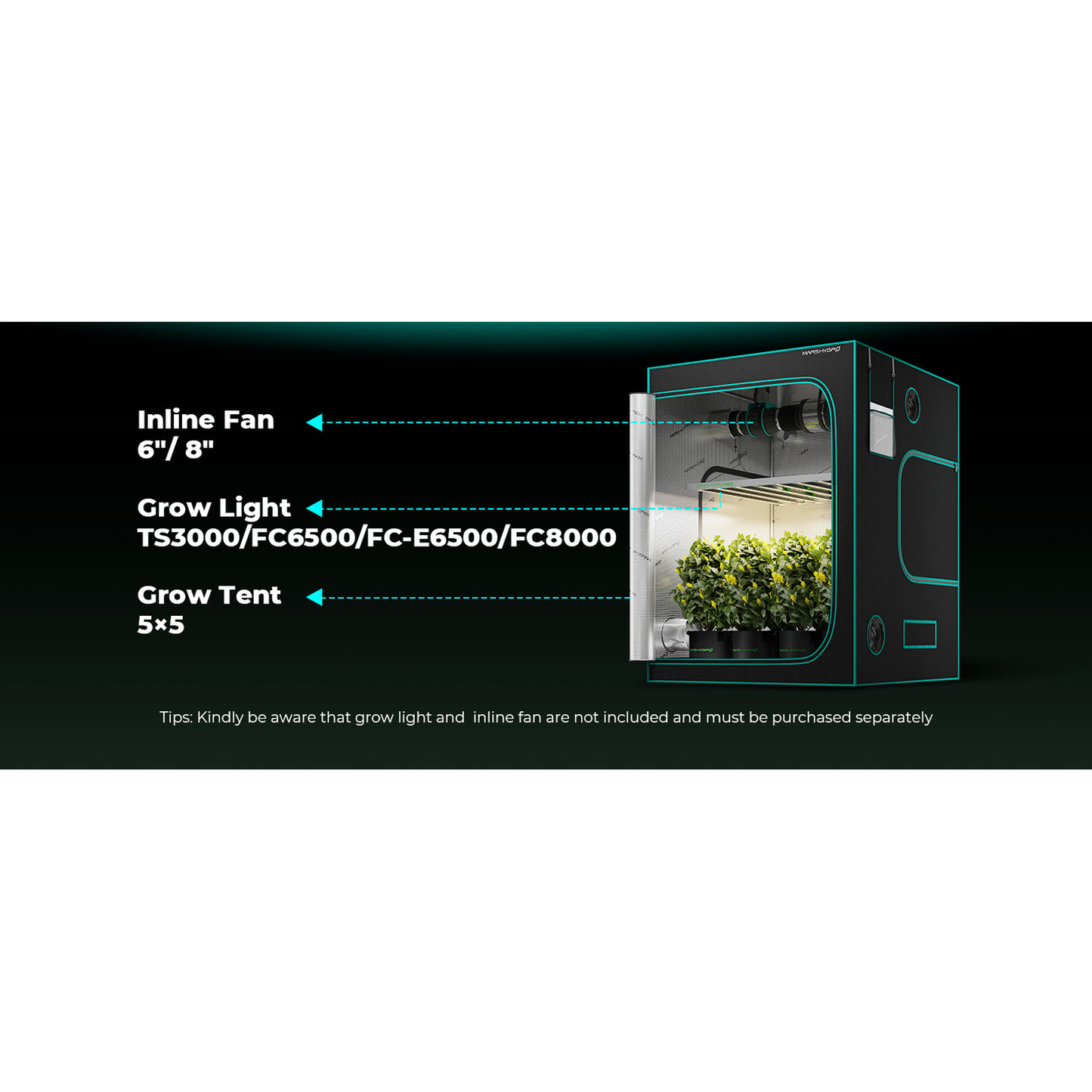 Mars Hydro 5' x 5' x 6' 8" (150cm x 150cm x 200cm) Indoor Grow Tent product image 16
