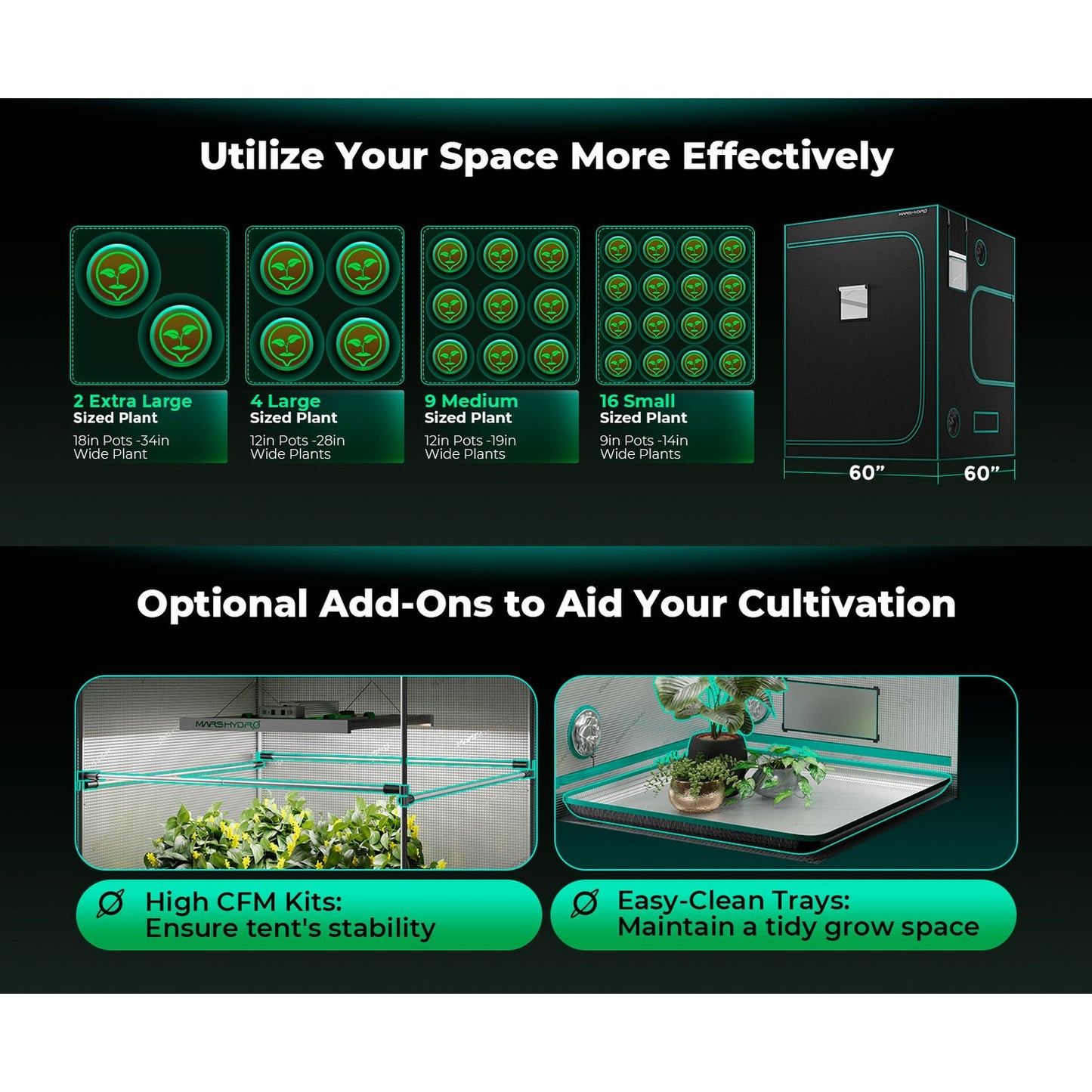 Mars Hydro 5' x 5' x 6' 8" (150cm x 150cm x 200cm) Indoor Grow Tent product image 6