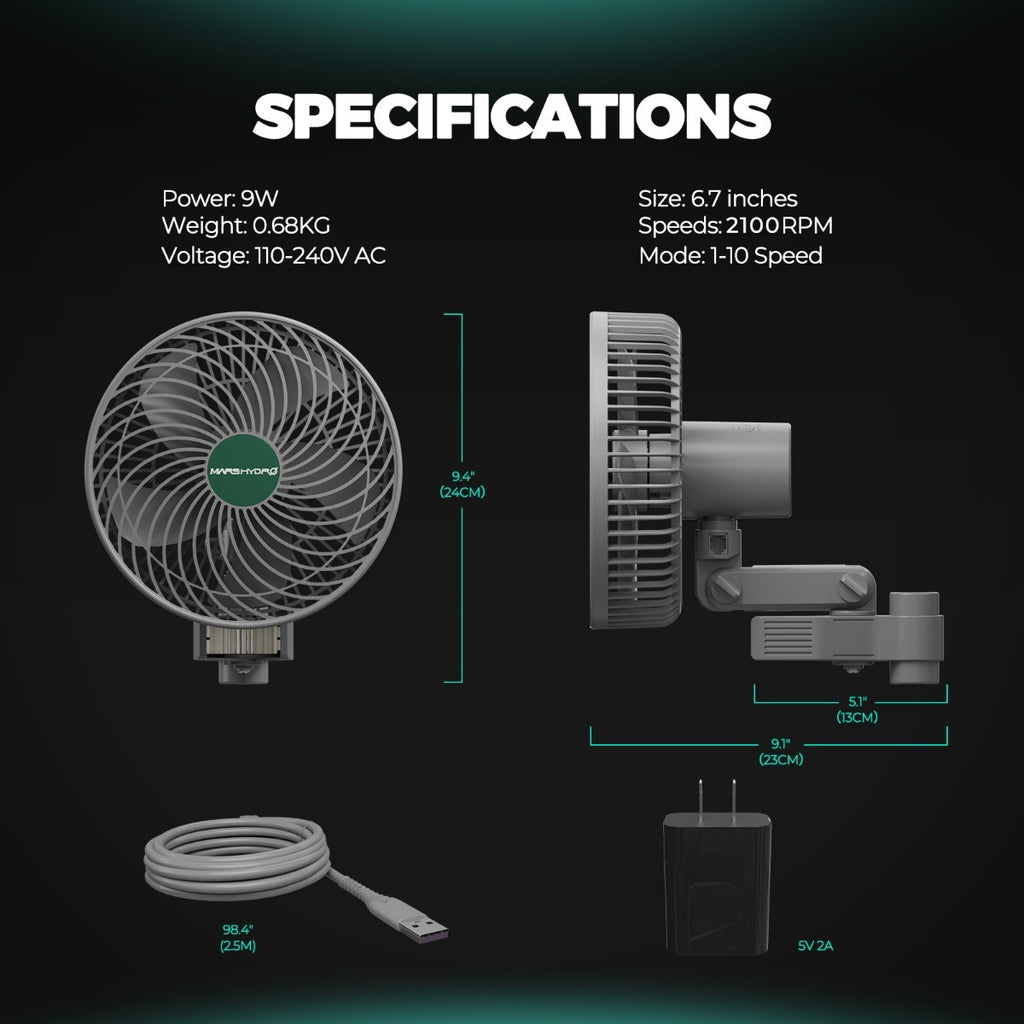 Mars Hydro 6" Auto-Oscillating Clip Fan product image 5