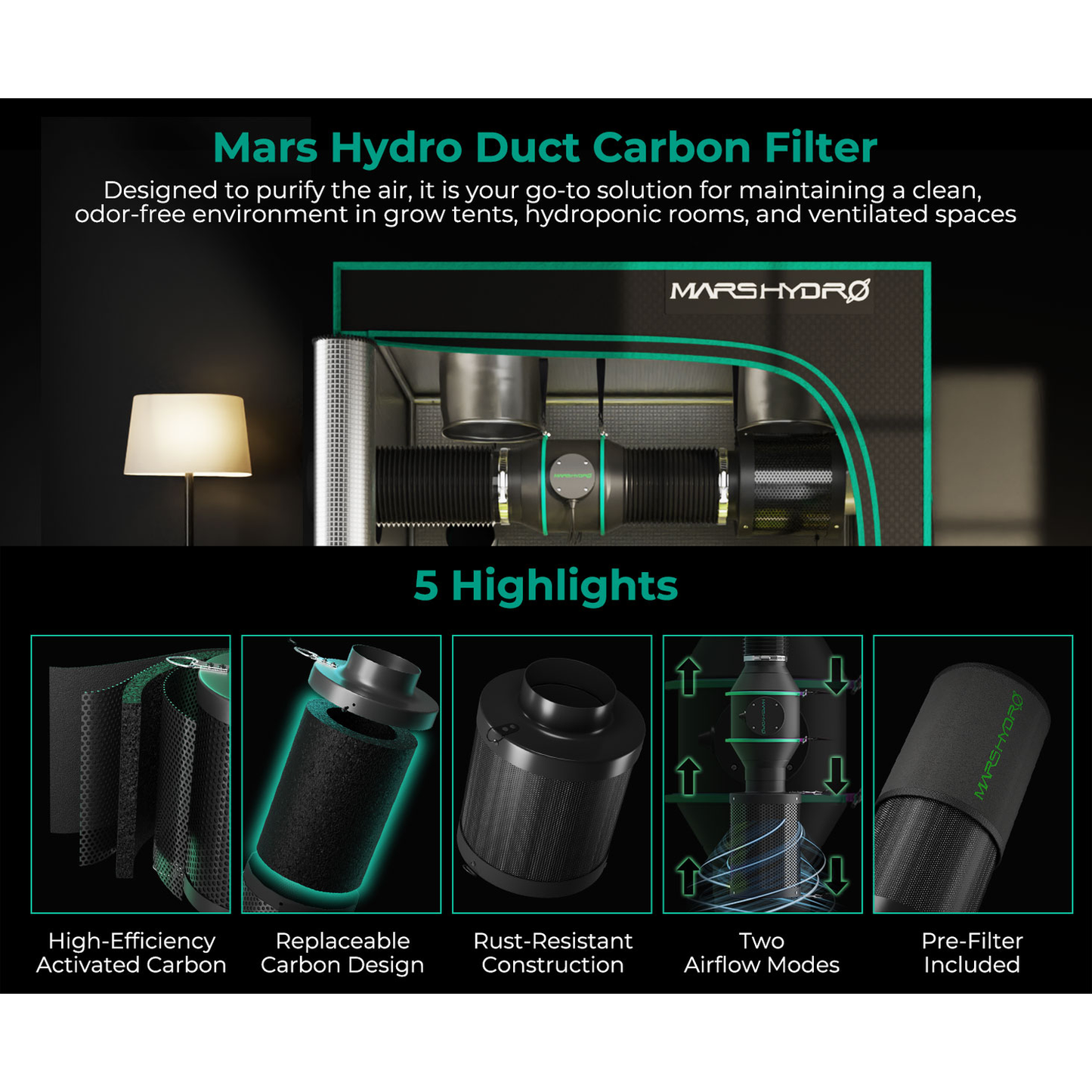 Mars Hydro 6" Inline Air Carbon Filter product image 8