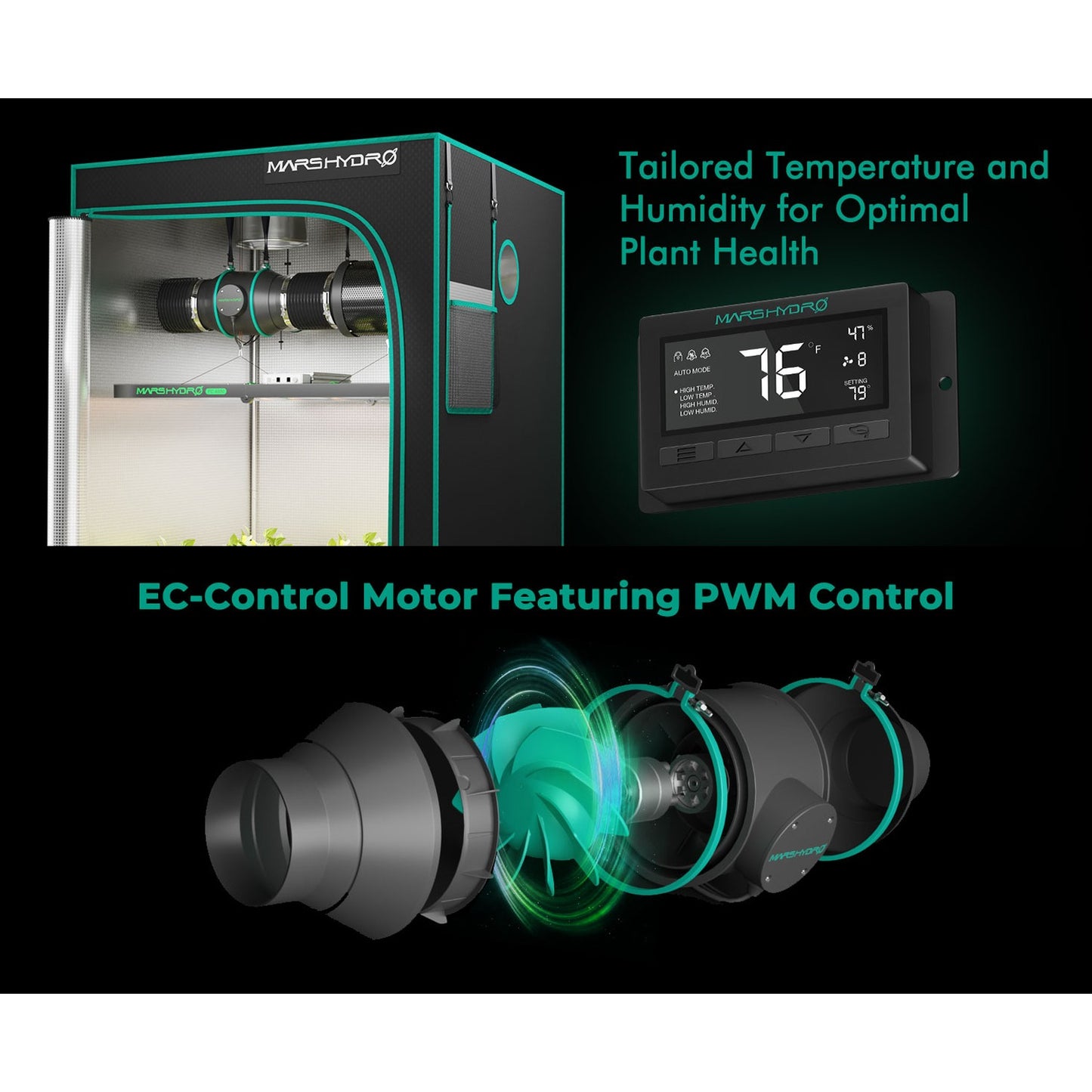 Mars Hydro 6" Inline Duct Fan & Carbon Filter Combo w/ Temperature product image 12
