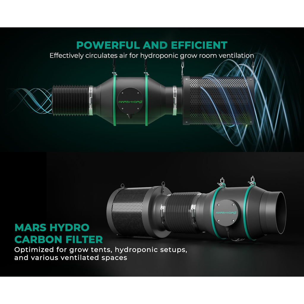 Mars Hydro 6" Inline Duct Fan & Carbon Filter Combo w/ Temperature product image 2