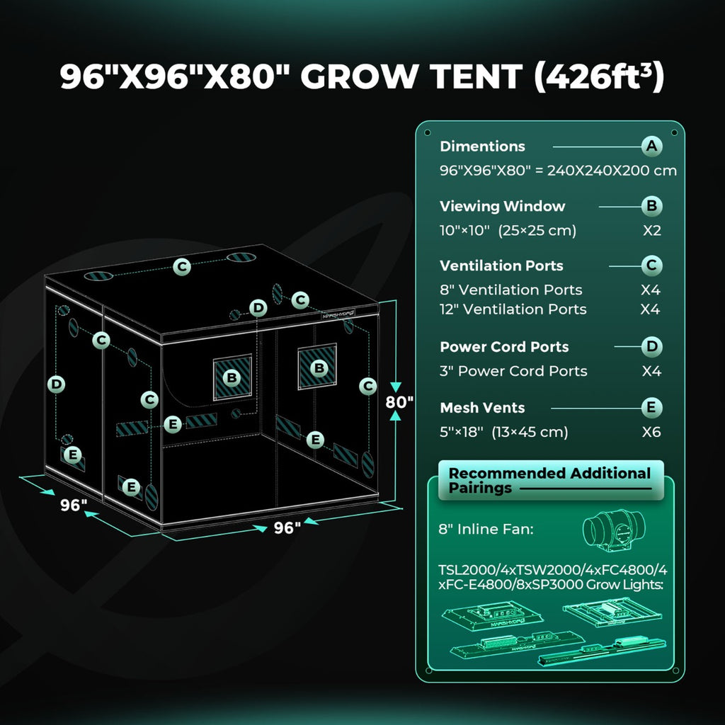Mars Hydro 8' x 8' x 6' 8" (240cm x 240cm x 200cm) Indoor Grow Tent product image 9