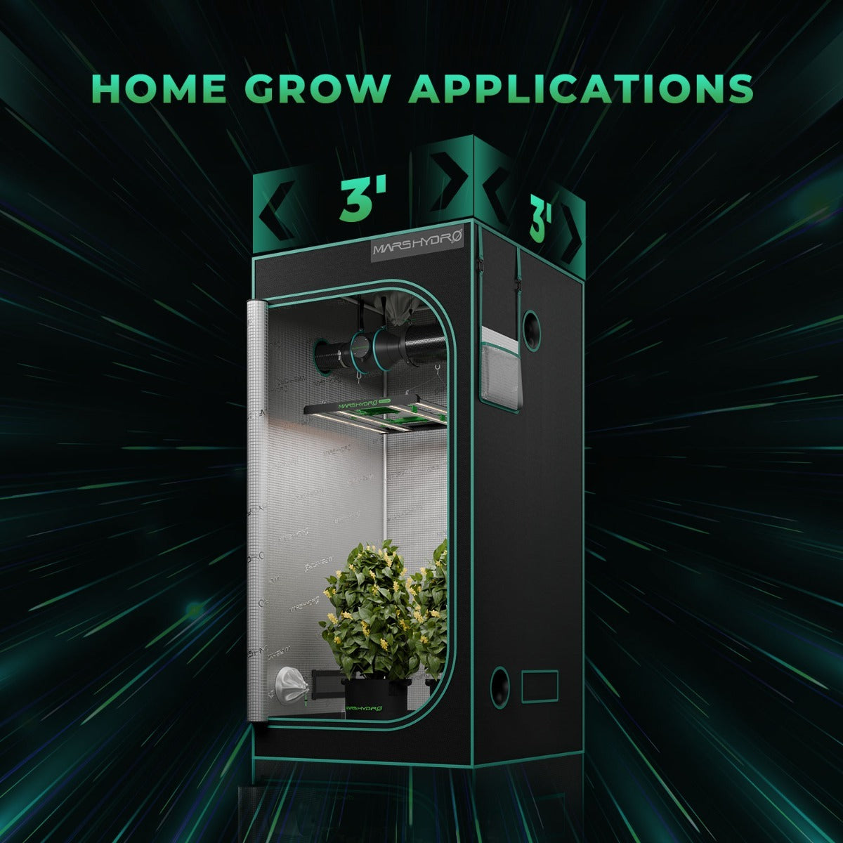 Mars Hydro FC-E3000 LED Grow Light + 3' x 3' Grow Tent + iFresh Inline product image 17