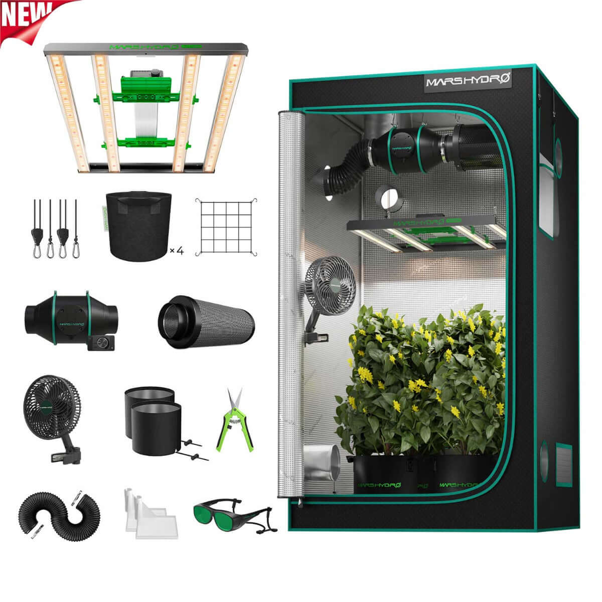 Mars Hydro FC-E3000 LED Grow Light + 3' x 3' Grow Tent + iFresh Inline product image 1