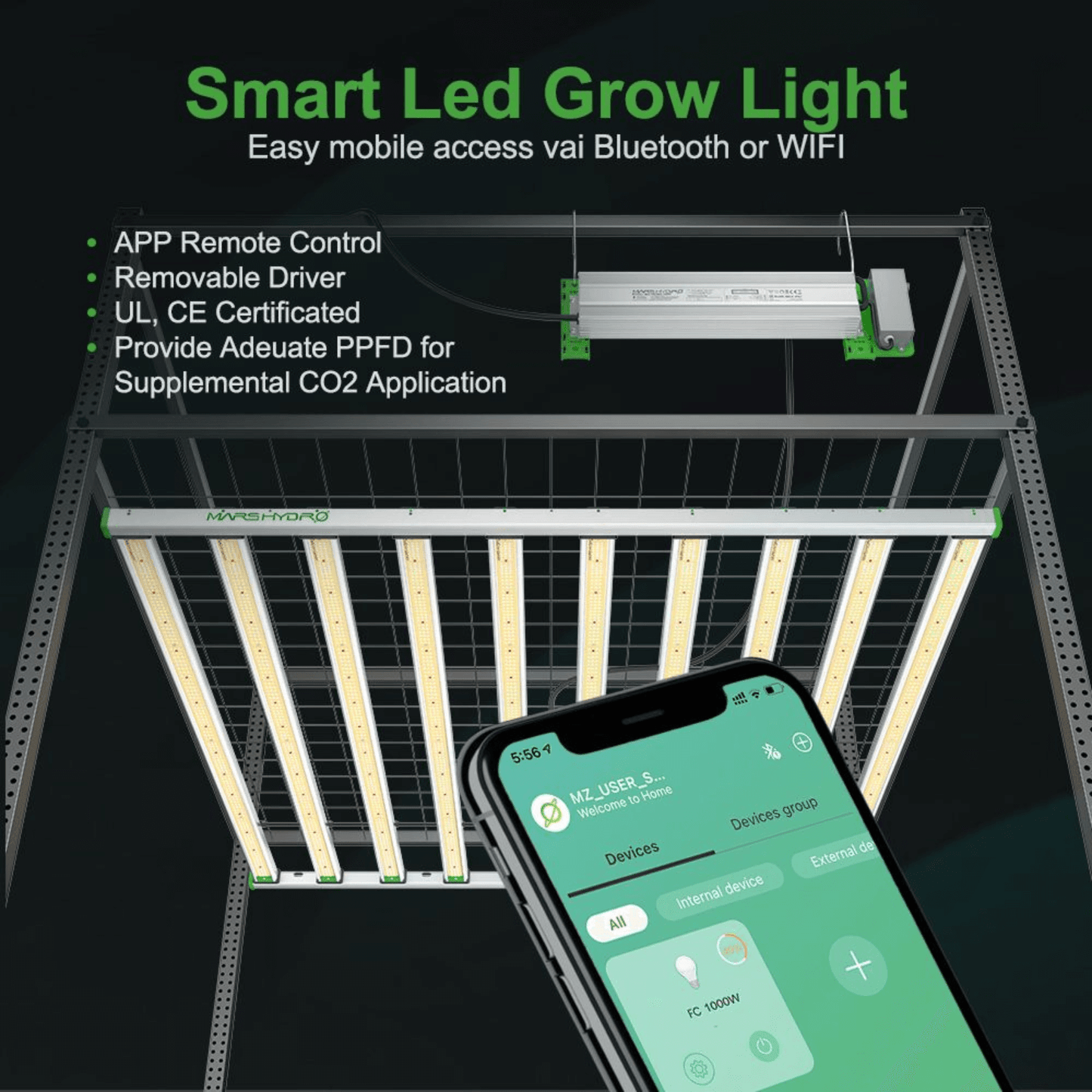 Mars Hydro FC1000W-EVO 1000W Smart Grow System Samsung LM301H LED Grow Light MH-FC-1000W-EVO Grow Lights