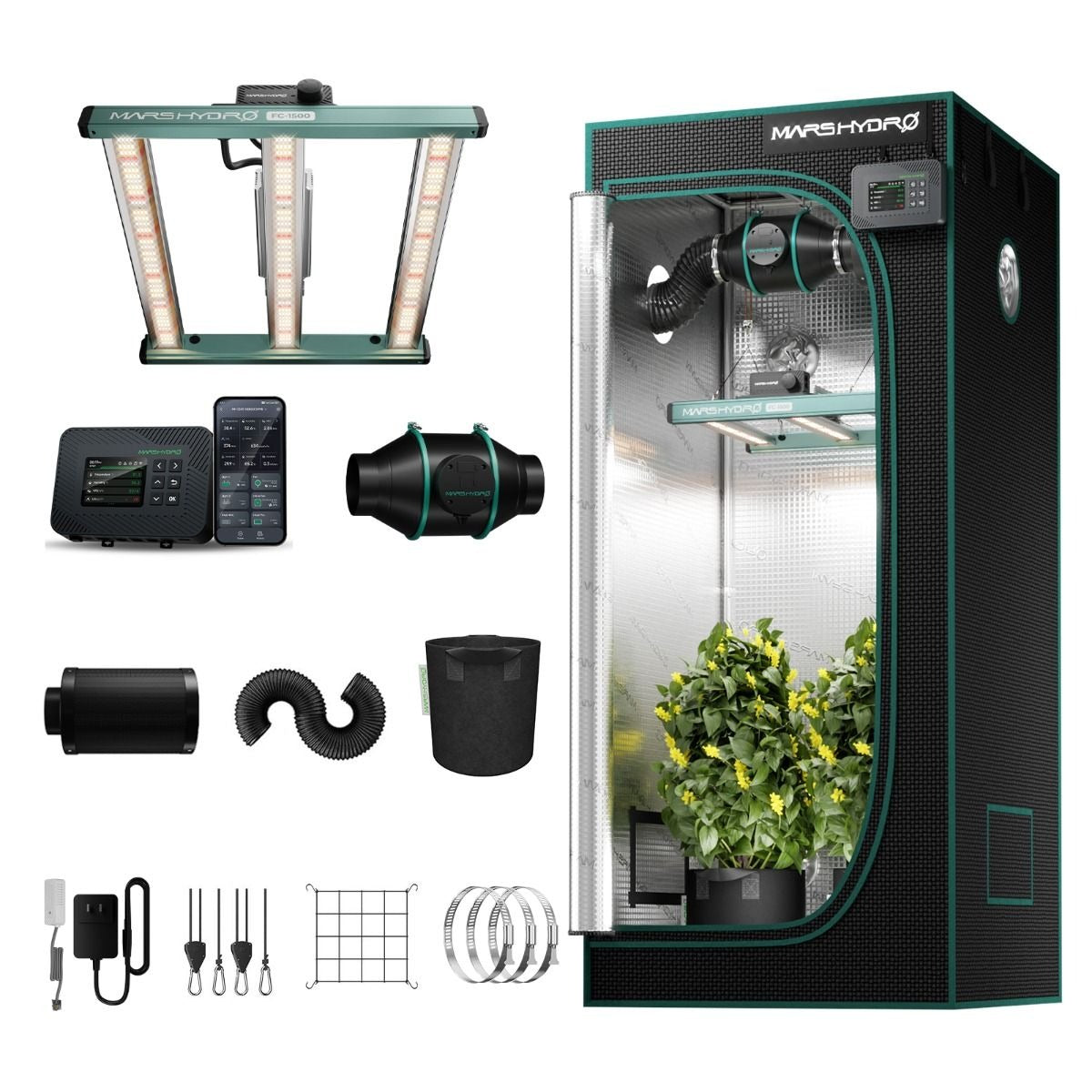 Mars Hydro FC1500 150W 2.6' x 2.6' Smart Grow Tent Kit with iControl product image 1