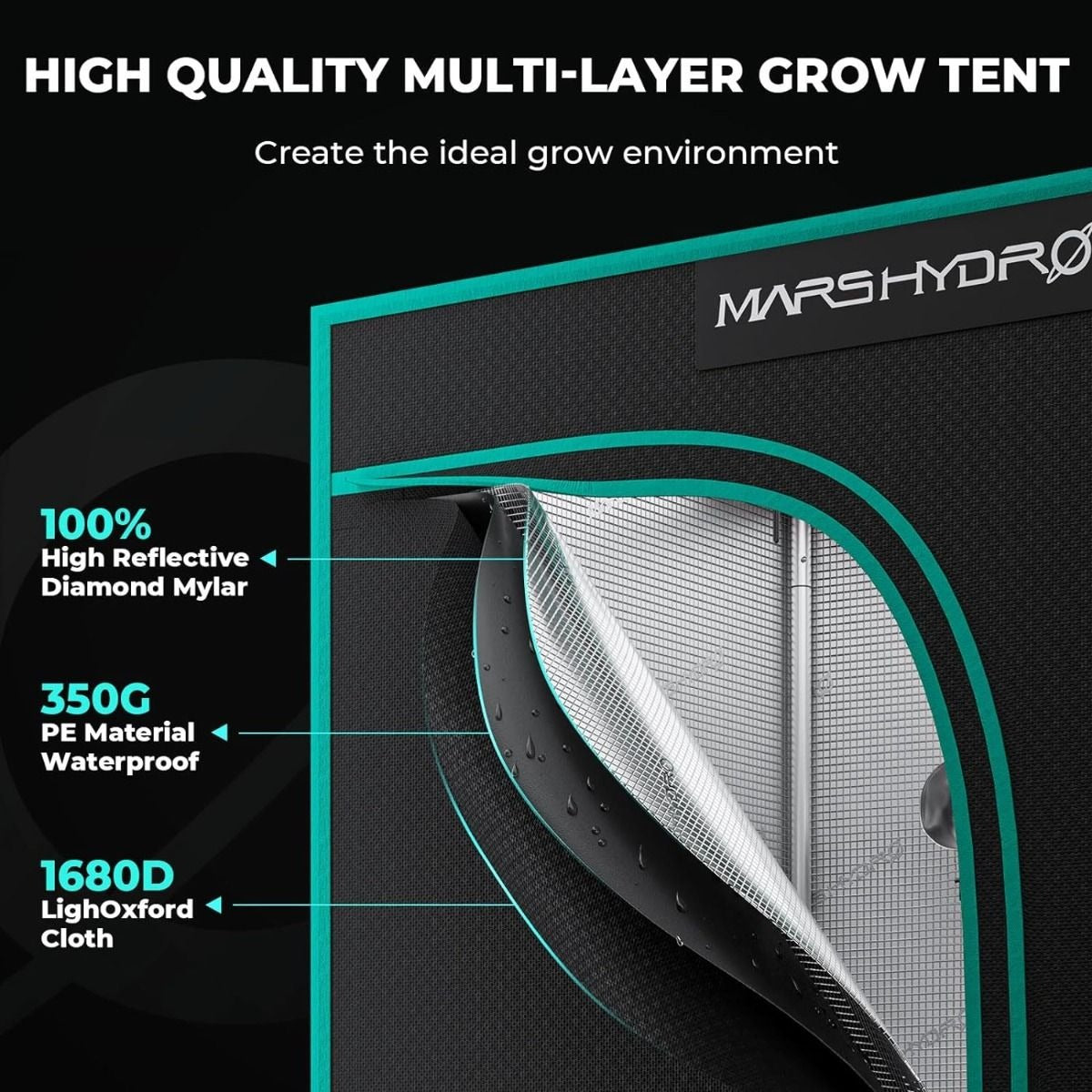 Mars Hydro FC1500 150W 2.6' x 2.6' Smart Grow Tent Kit with iControl product image 6