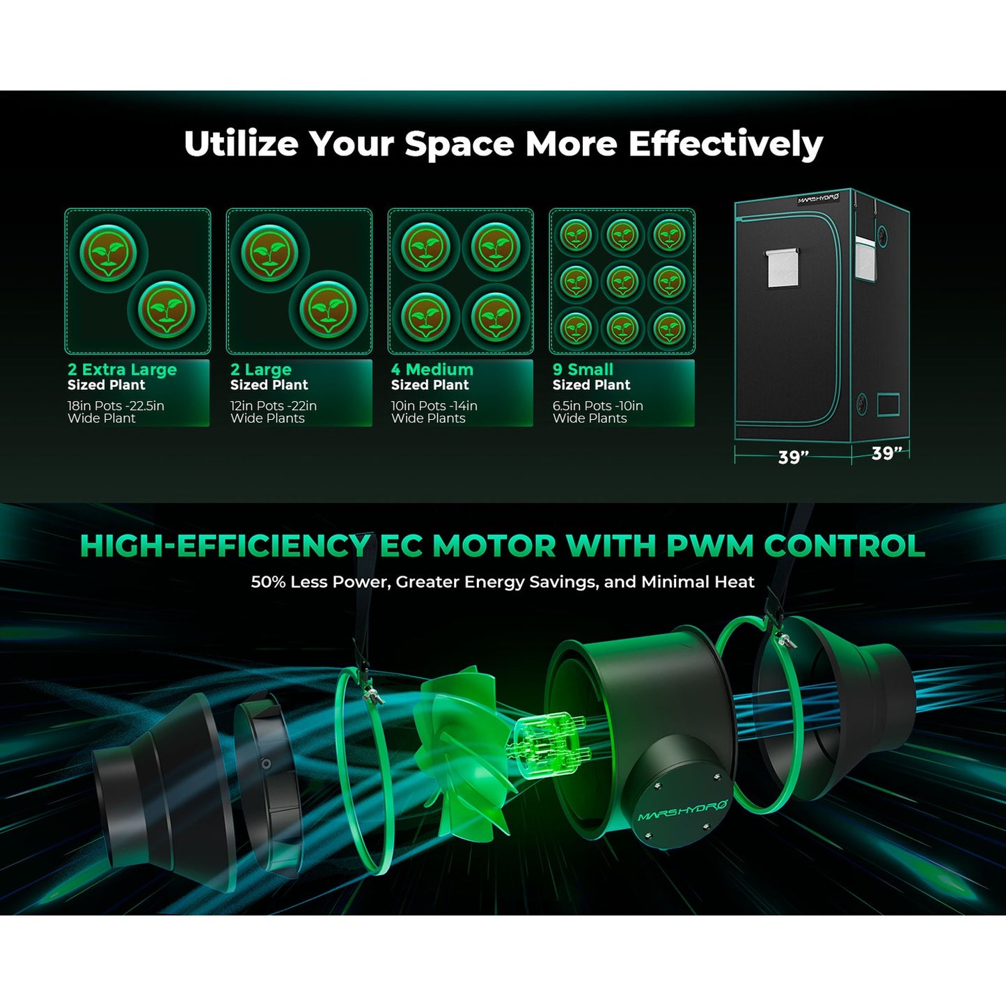 Mars Hydro FC3000 Bridgelux 3x3 iFresh Grow Tent Kit product image 8