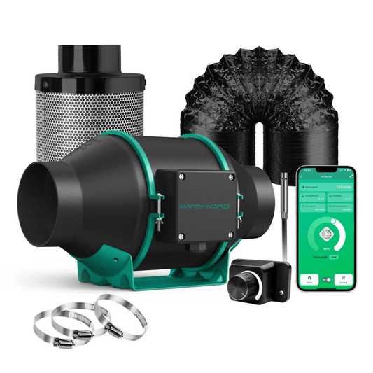 Mars Hydro iFresh 4" Smart Inline Duct Fan and Carbon Filter Combo | MH-iFresh4-C | Grow Tents Depot | Climate Control | 6973280372447