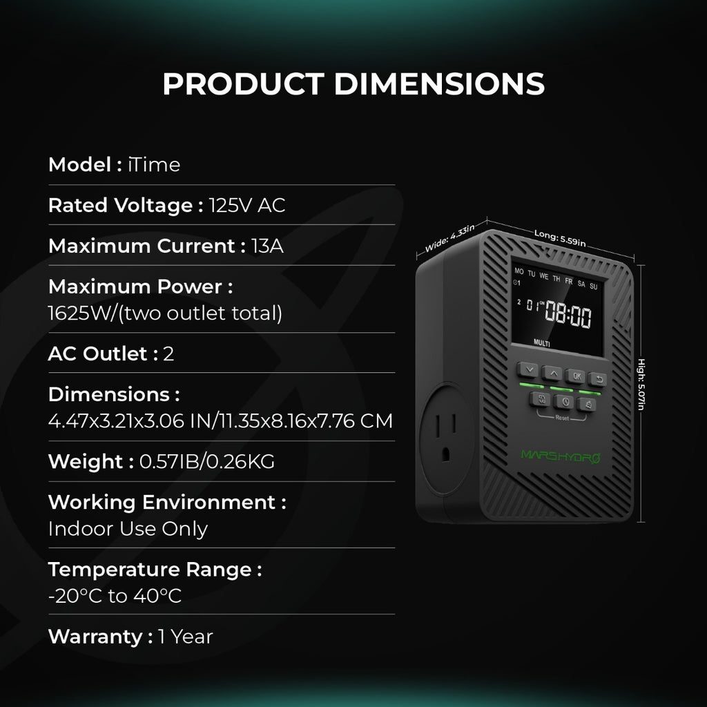 Mars Hydro iTime 2-in-1 Dual Outlet Smart Timer w/ App Control product image 11