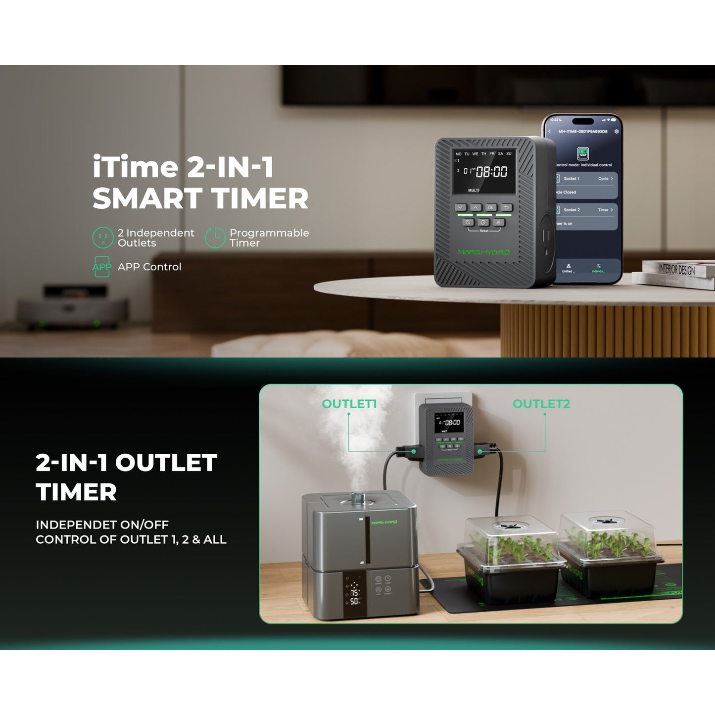 Mars Hydro iTime 2-in-1 Dual Outlet Smart Timer w/ App Control product image 12