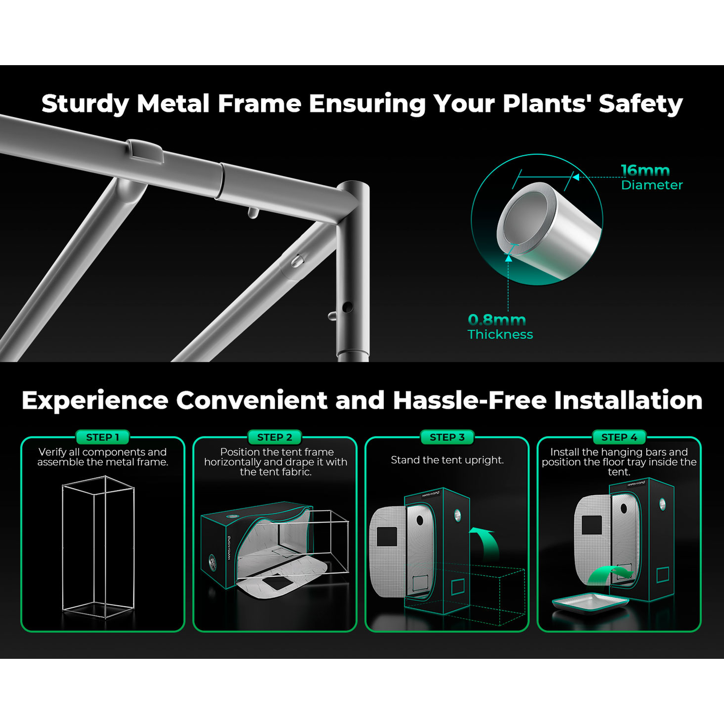 Mars Hydro TS 1000 LED Grow Light + 2.3' x 2.3' Grow Tent + Inline Fan product image 15