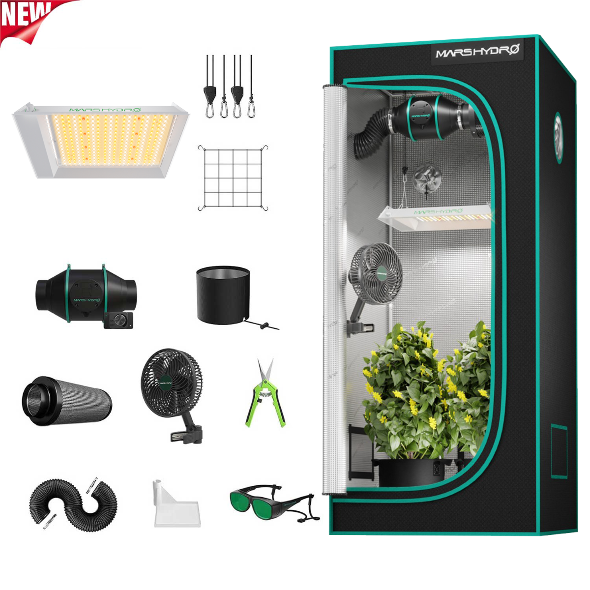 Mars Hydro TS 600 LED Grow Light + 2' x 2' Grow Tent + Inline Fan product image 1