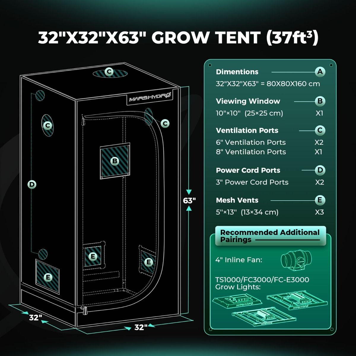 Mars Hydro TS1000 150W 2.6' x 2.6' Smart Grow Tent Kit with iControl product image 5