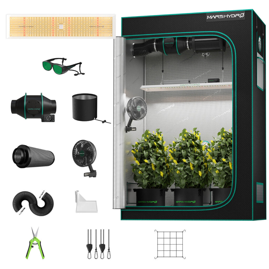 Mars Hydro TSL 2000 LED Grow Light + 2' x 4' Grow Tent + Inline Fan