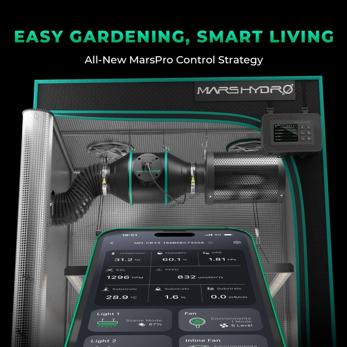 Mars Hydro TSW2000 300W 4' x 4' Smart Grow Tent Kit with iControl product image 5