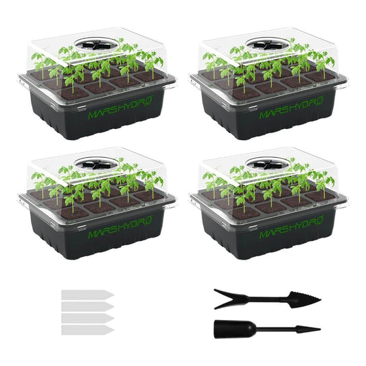 Mars Hydro seed starter trays for clone propagation, set of 4, ideal for seed germination and transplantation.