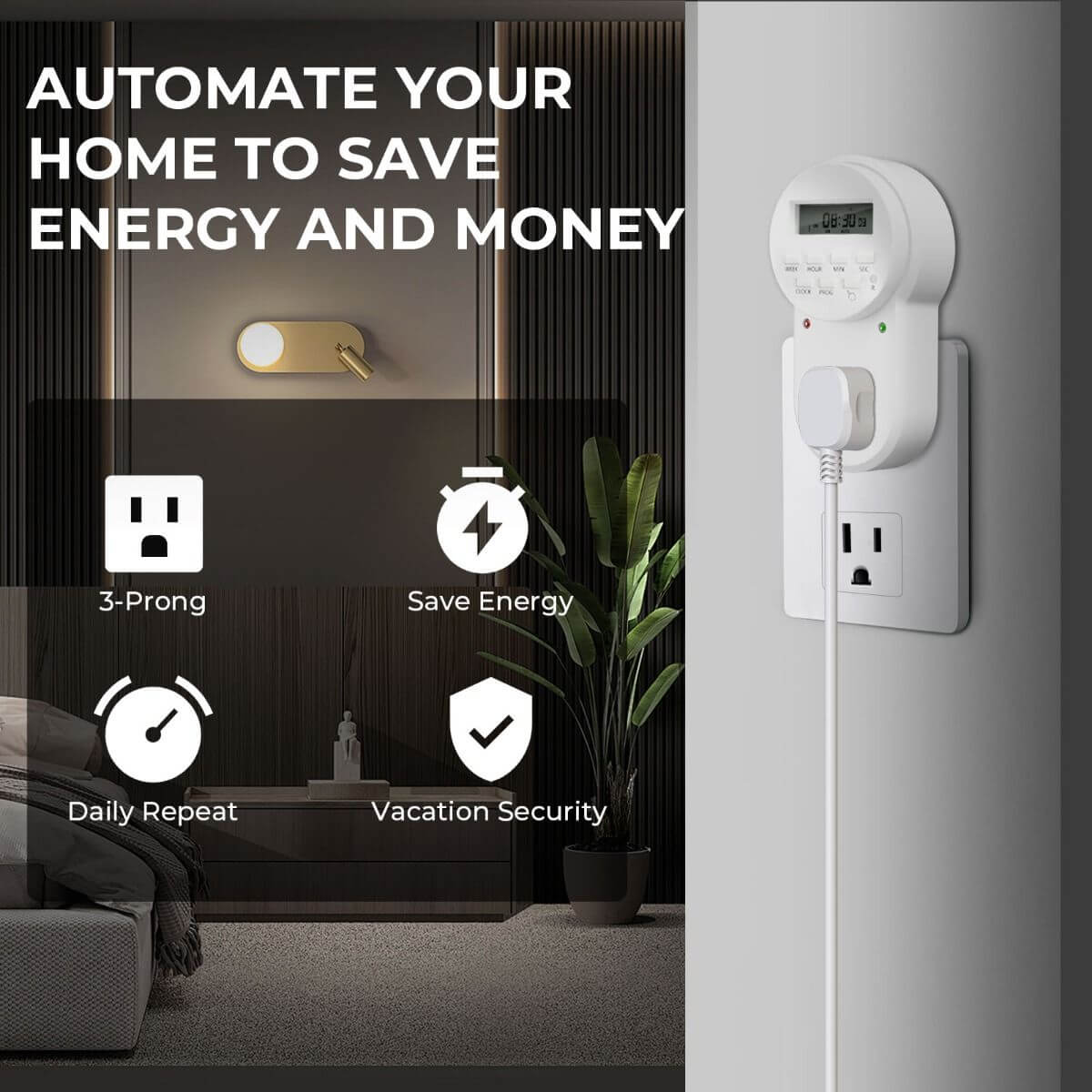 Mars Hydro 7-Day Programmable Digital Timer for automating home appliances and saving energy.