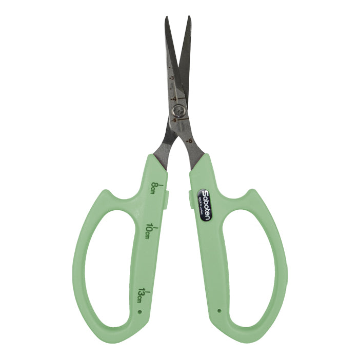 Saboten Stainless Steel Angled Blade Trimming Scissors - Green (PT-13) product image 1