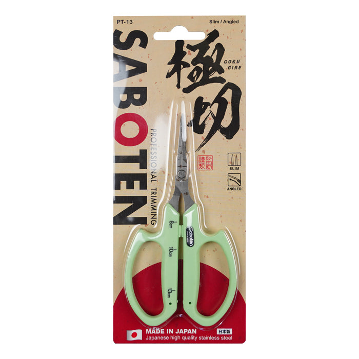 Saboten Stainless Steel Angled Blade Trimming Scissors - Green (PT-13) product image 2