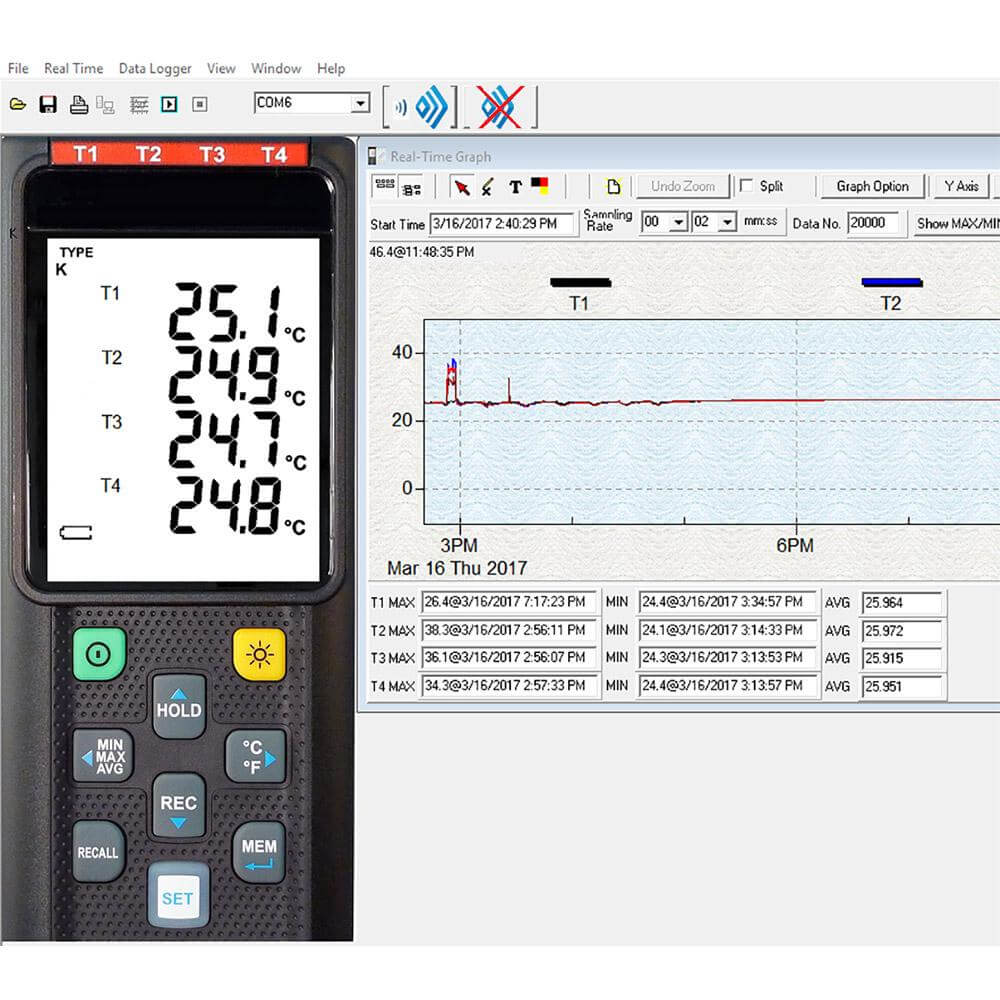 Sper Scientific Direct Bluetooth 4-Channel Datalogging Thermometer product image 4