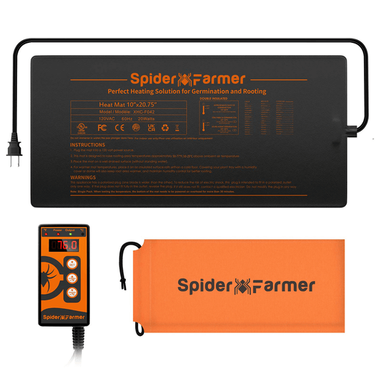 Spider Farmer 10" x 20.75" Seedling Heat Mat and Controller Set | SPIDER-SF-10X20MatKits-C | Grow Tents Depot | Planting & Watering |