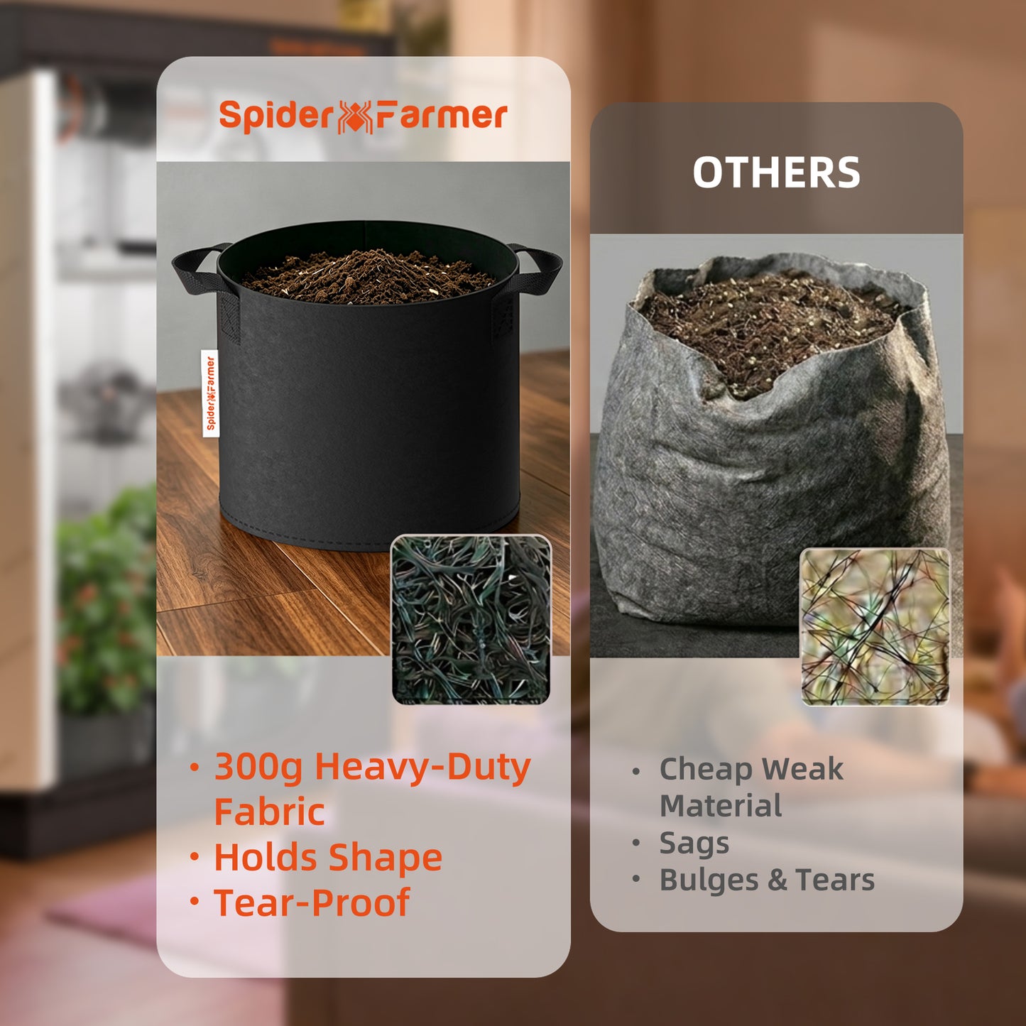 Spider Farmer 11 Gallon 300G Thickened Nonwover Fabric Grow Bag product image 6