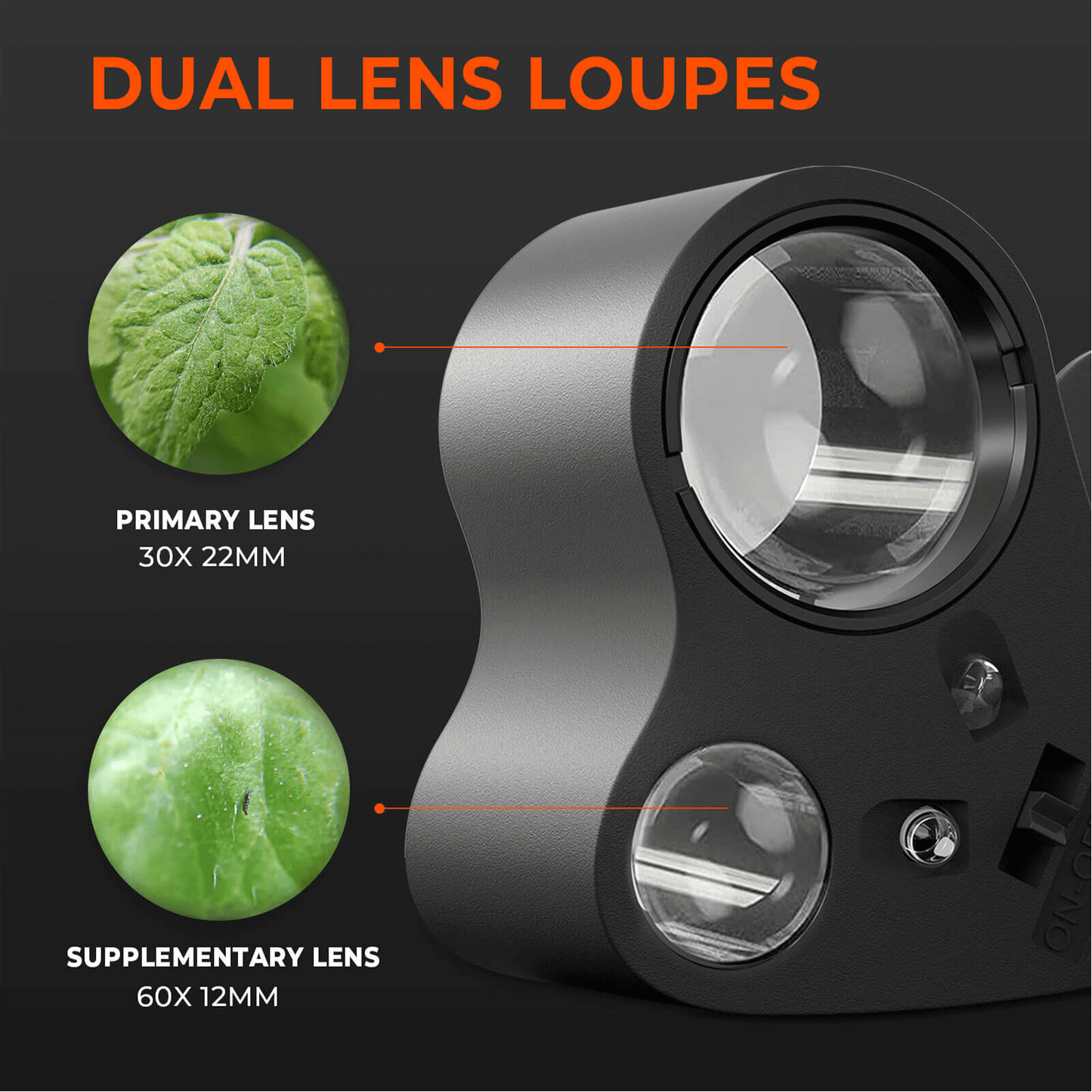 Spider Farmer 30X-60X Jewelers Loupe Magnifier with LED Light | SPIDER-SF-Magnifier-C | Grow Tents Depot | Harvest & Extraction |