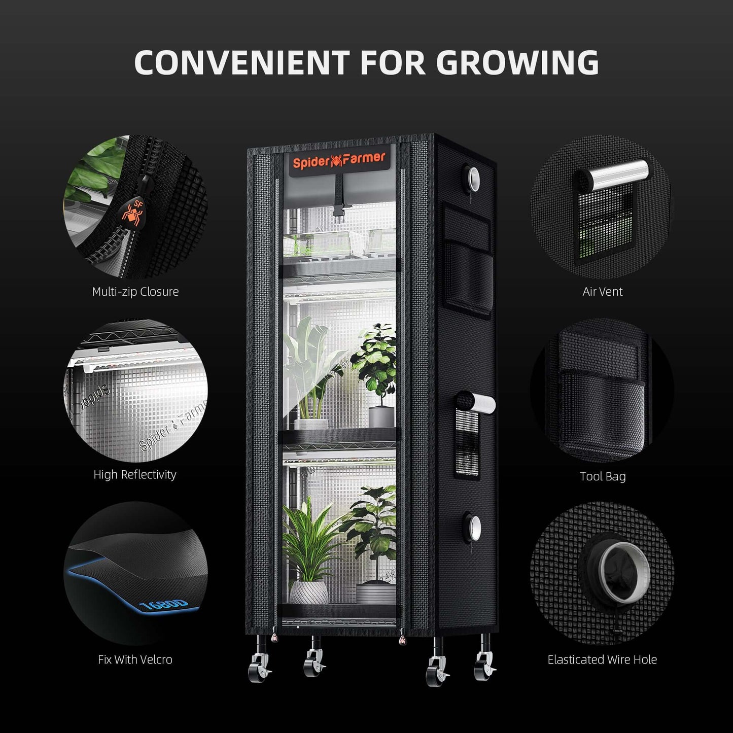 Spider Farmer 4 Tier Plant Stand + 6 x 9W LED Light Bars + 1' x 1' 4" product image 5
