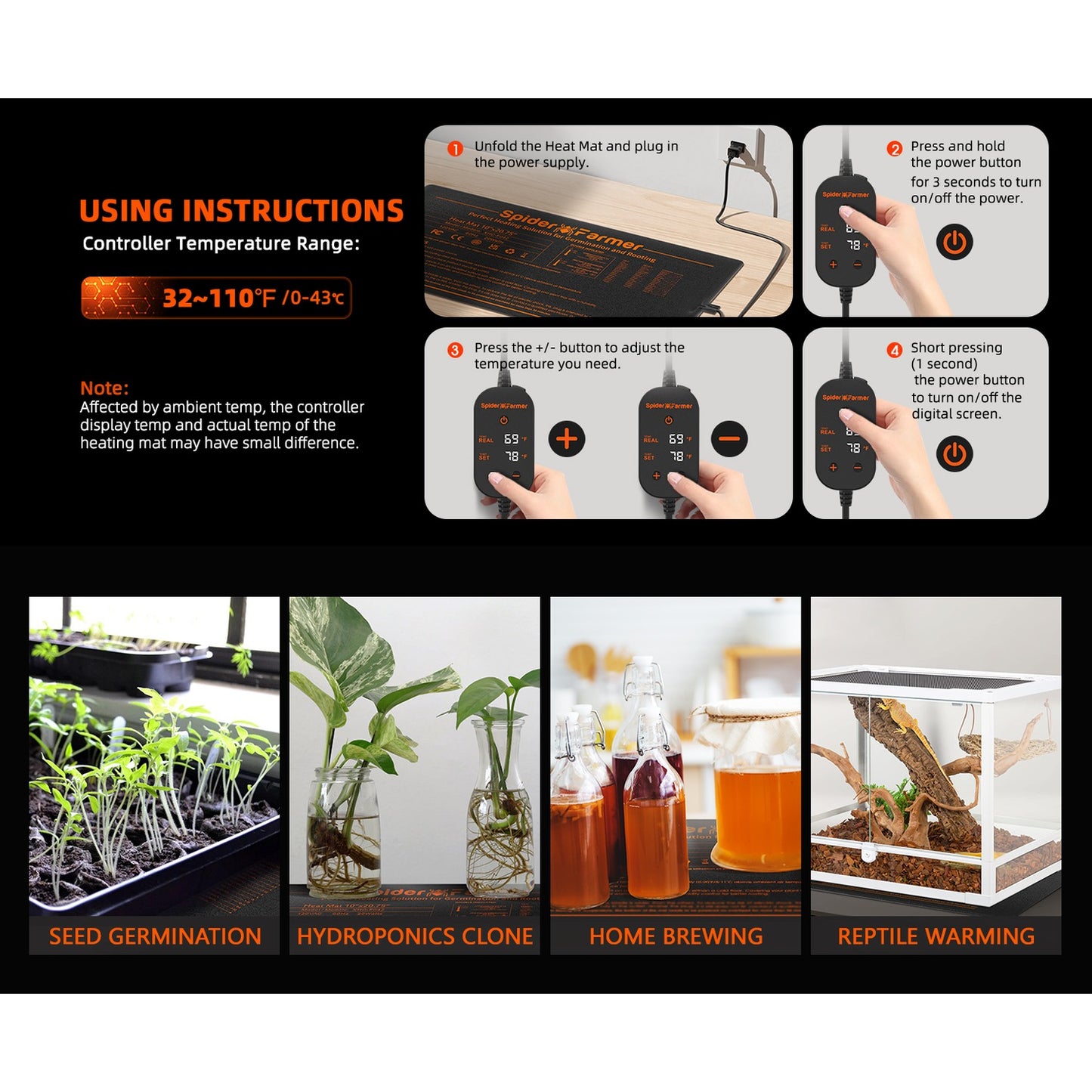 Spider Farmer 48" x 20.75" Seedling Heat Mat & Controller Set product image 4