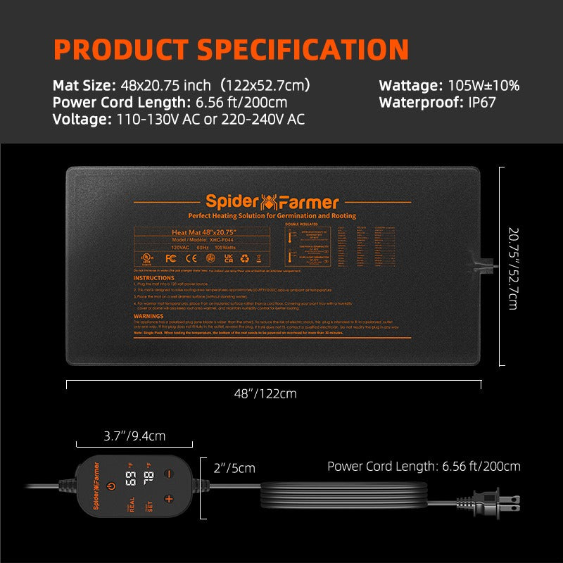 Spider Farmer 48" x 20.75" Seedling Heat Mat & Controller Set product image 7